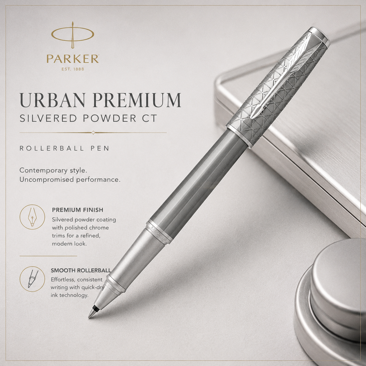 Parker Urban Premium Silvered Powder CT Rollerball Pen