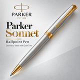 Parker Sonnet Ballpoint Pen – Stainless Steel with Gold Trim | Premium Ballpoint Pen
