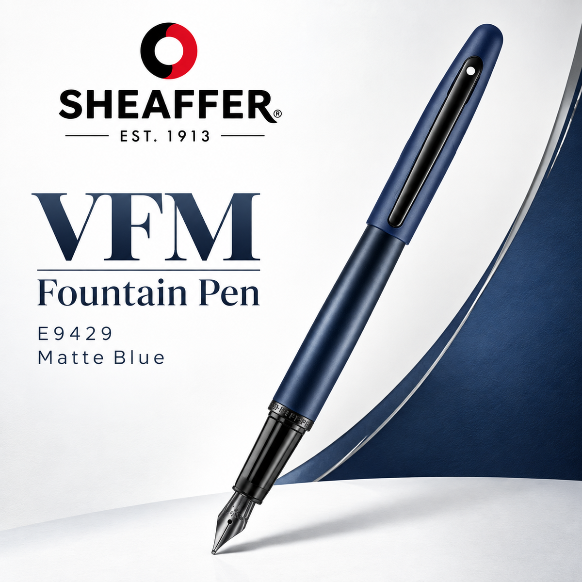 Sheaffer VFM Fountain Pen | E9429 Matte Blue with Black Trims PVD | Medium Nib