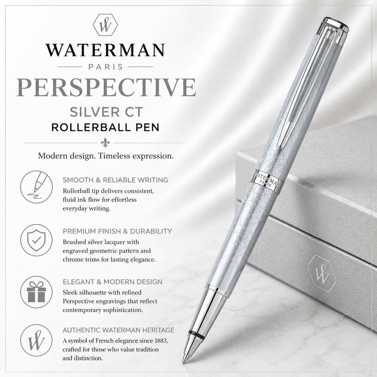 Waterman Perspective Silver CT Rollerball Pen