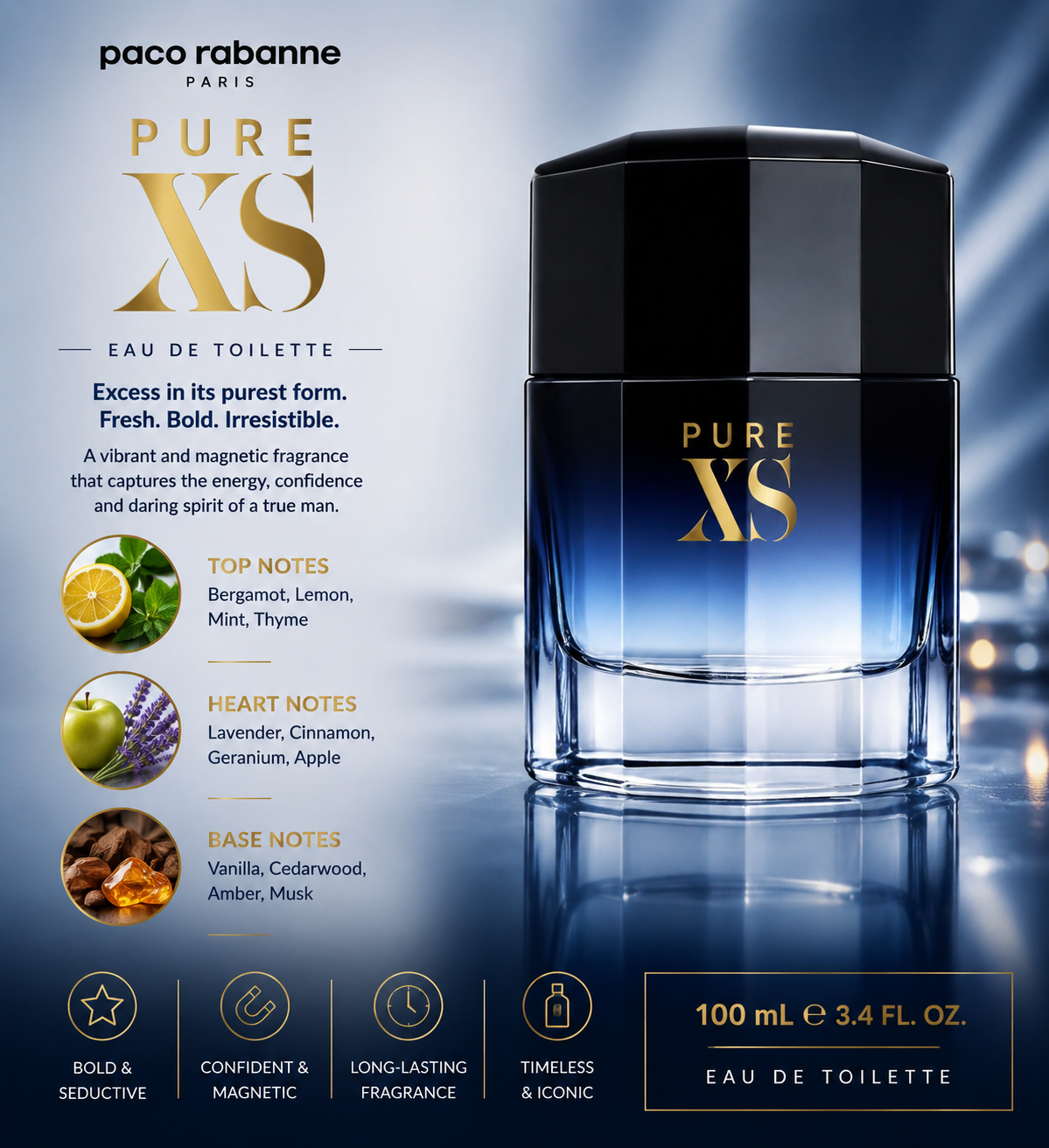 Paco Rabanne Pure XS Eau de Toilette for Men – 100ml