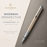 Waterman Perspective Ballpoint Pen – Champagne with Chrome Trim