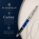 Waterman Carène Fountain Pen – Contemporary Blue & Gunmetal (18K Gold Nib)