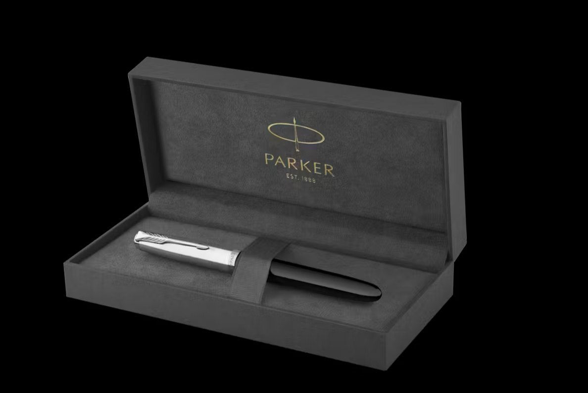 Parker 51 Rebirth Fountain Pen – Black with Chrome Trim | Premium Fountain Pen