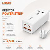 LDNIO Desktop Power Strip – 1 AC Outlet, 2 USB-A, 2 USB-C, 2500W (White)