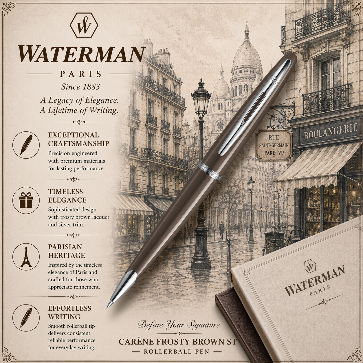 Waterman Carène Frosty Brown ST Ballpoint Pen