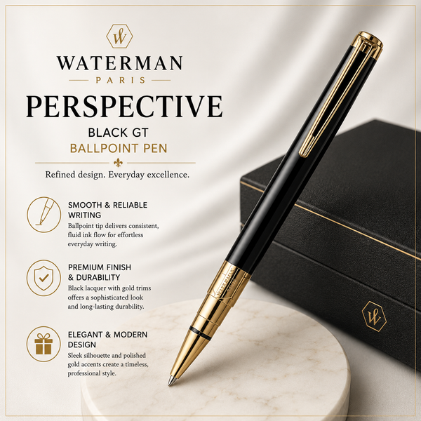 Waterman Perspective ballpoint pen, black with gold trim