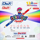 Dux Coloroni Jumbo Dual Colour Pencils – 12 Double-Ended Pencils (24 Colors) with Free Sharpener | DX-724