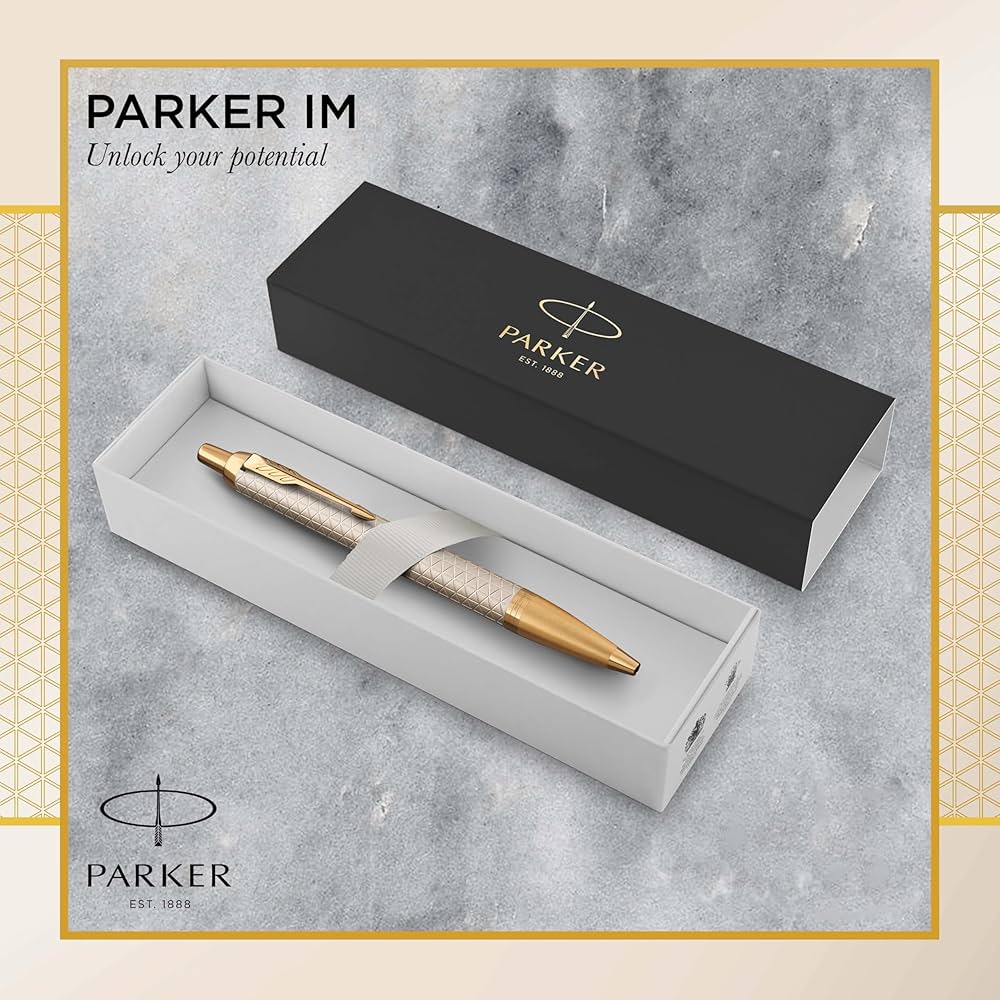 Parker Premium Series Gold Trim Silver Ballpoint Pen
