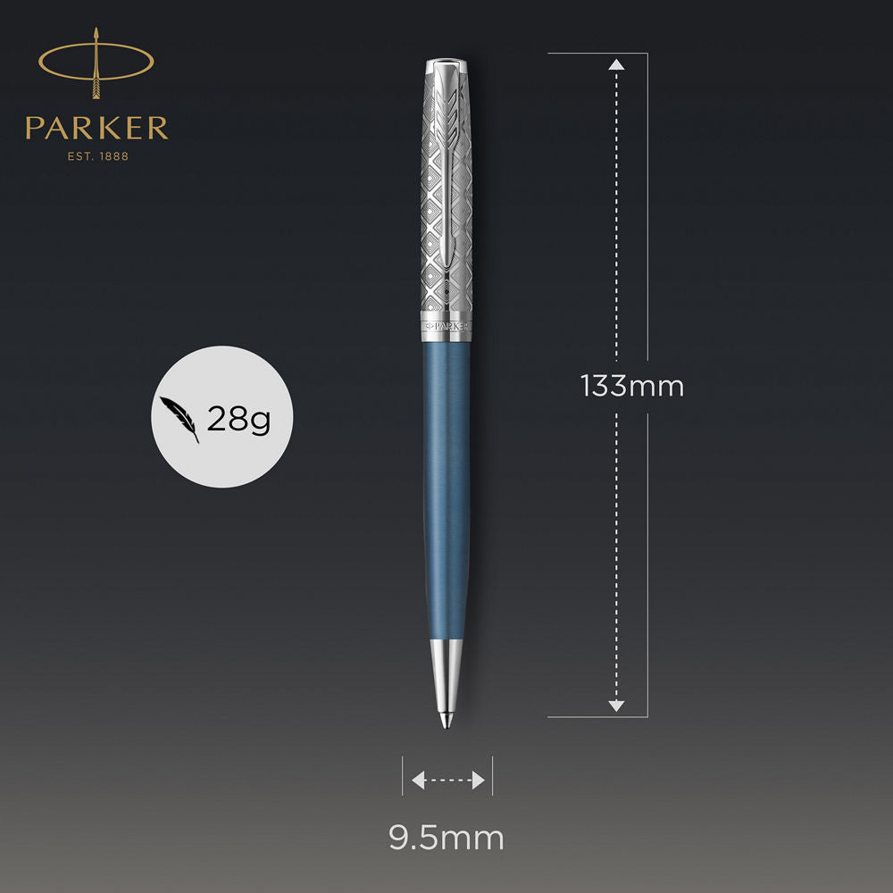 Parker Sonnet Ballpoint Pen – Premium Metal Blue with Chrome Trim | Premium Ballpoint Pen