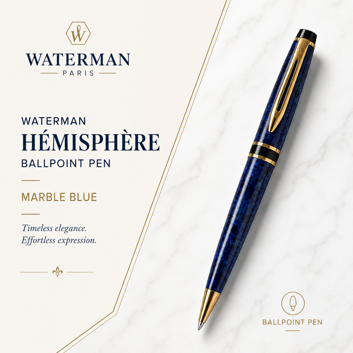 Waterman Hemisphere Marble Blue Ballpoint Pen