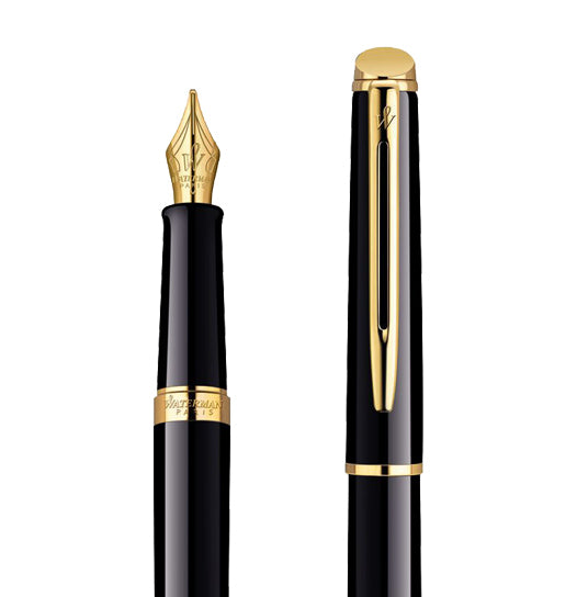 Waterman Hémisphère Fountain Pen – Black with Gold Trim