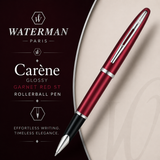 Waterman Carène Rollerball Pen – Glossy Garnet Red with Stainless Steel Trim