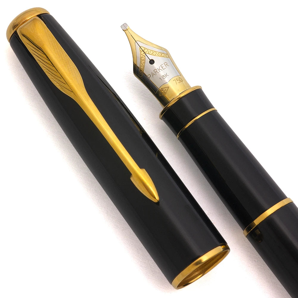 Parker Sonnet Matte Black Lacquer GT Fountain Pen – 18K Solid Gold Nib & Gold-Plated Trim
