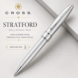 Cross Stratford Ballpoint Pen – Satin Chrome (Medium)