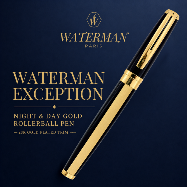Waterman Exception Night & Day Gold Rollerball Pen – 23K Gold Plated Trim