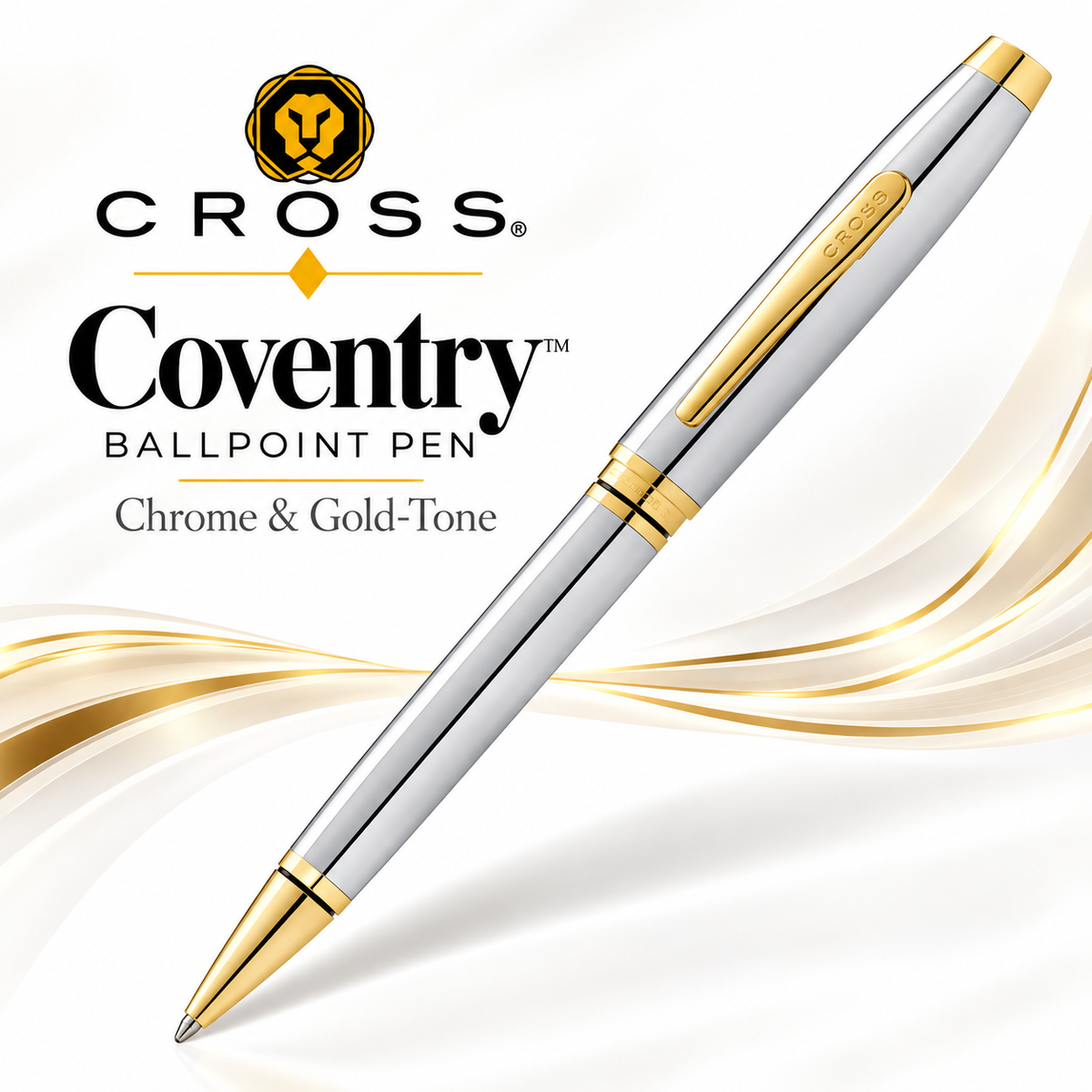 Cross Coventry Chrome & Gold-Tone Ballpoint Pen - Blue