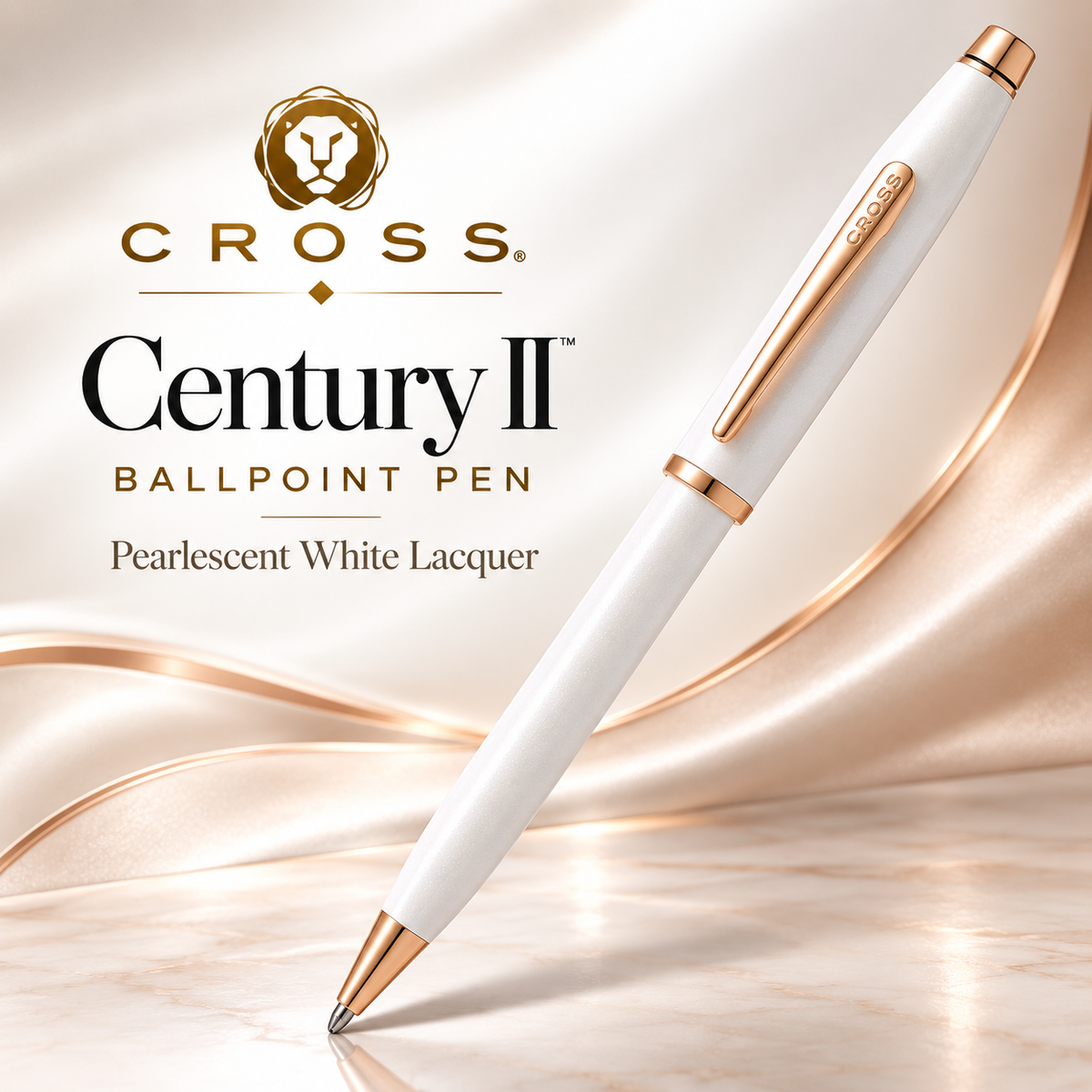 Cross Century II Pearlescent White Lacquer Ballpoint Pen