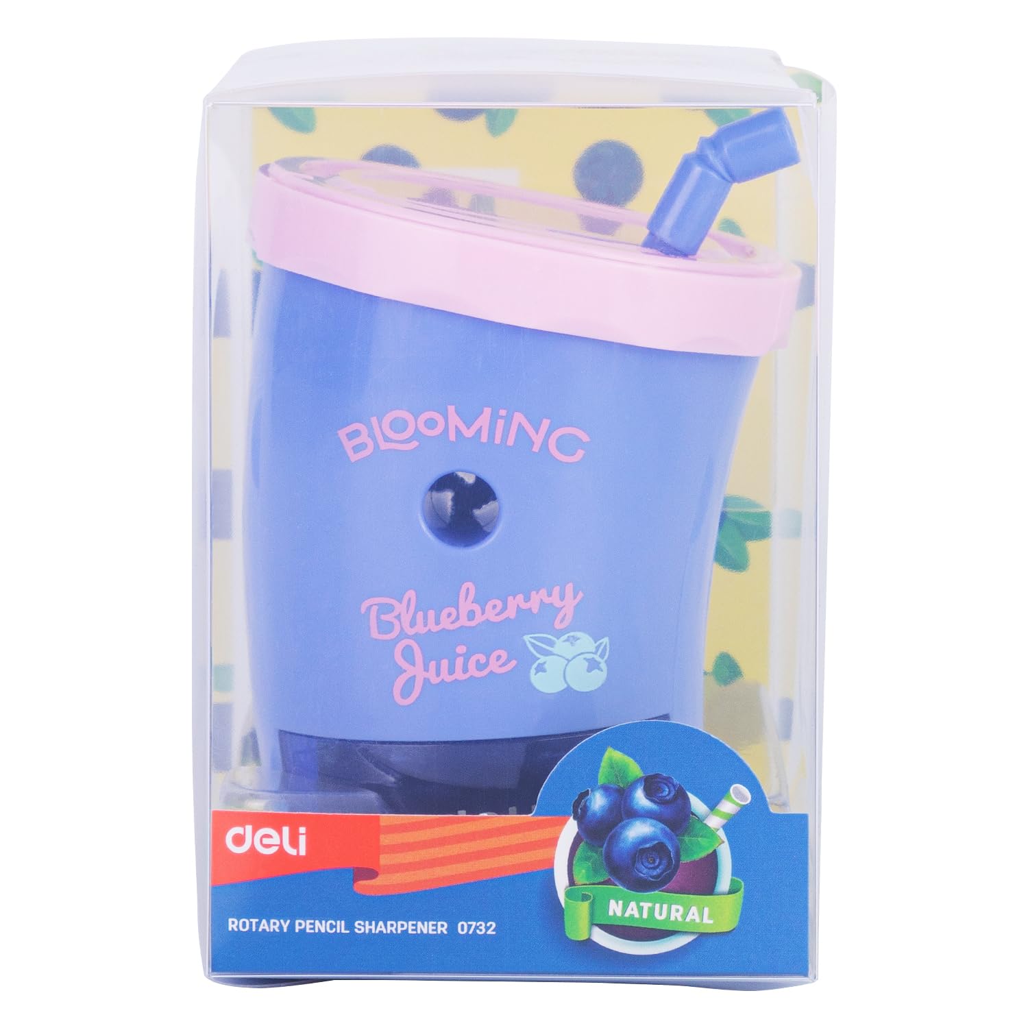 Deli E0732 Blueberry Rotary Pencil Sharpener | Manual Hand-Crank Pencil Sharpener