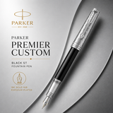 Parker Premier Custom Tartan Black ST Fountain Pen – 18K Gold Nib