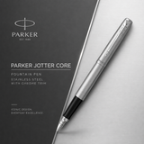 Parker Jotter Core Fountain Pen – Stainless Steel with Chrome Trim | Premium Fountain Pen