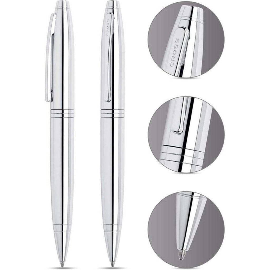Cross Calais Ballpoint Pen – Polished Chrome, Blue Ink