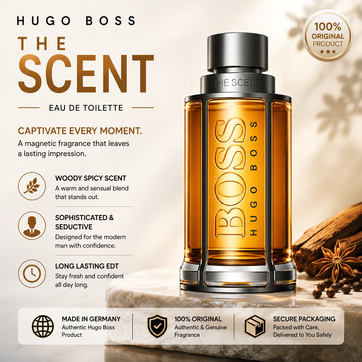 Hugo Boss The Scent EDT for Men 100ml | Woody Spicy Perfume