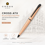 Cross ATX Brushed Rose Gold PVD Ballpoint Pen with Etched Diamond Pattern – 882-42