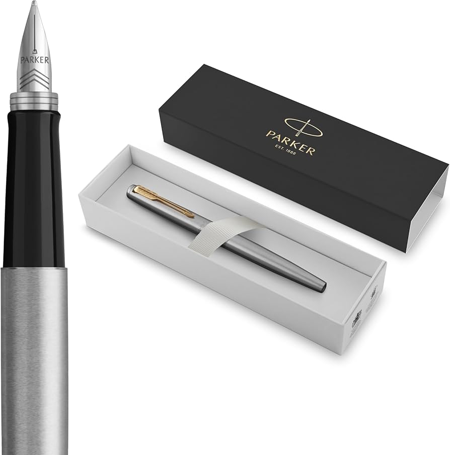Parker Jotter Stainless Steel Gold Trim Fountain Pen