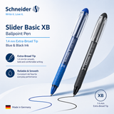 Schneider Slider Basic XB Ballpoint Pen – 1.4 mm Extra-Broad Tip, Blue/Black Ink
