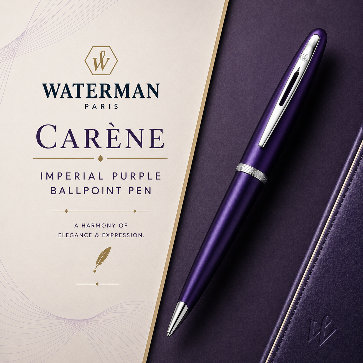 Waterman Carène Ballpoint Pen – Imperial Purple with Gold Trim