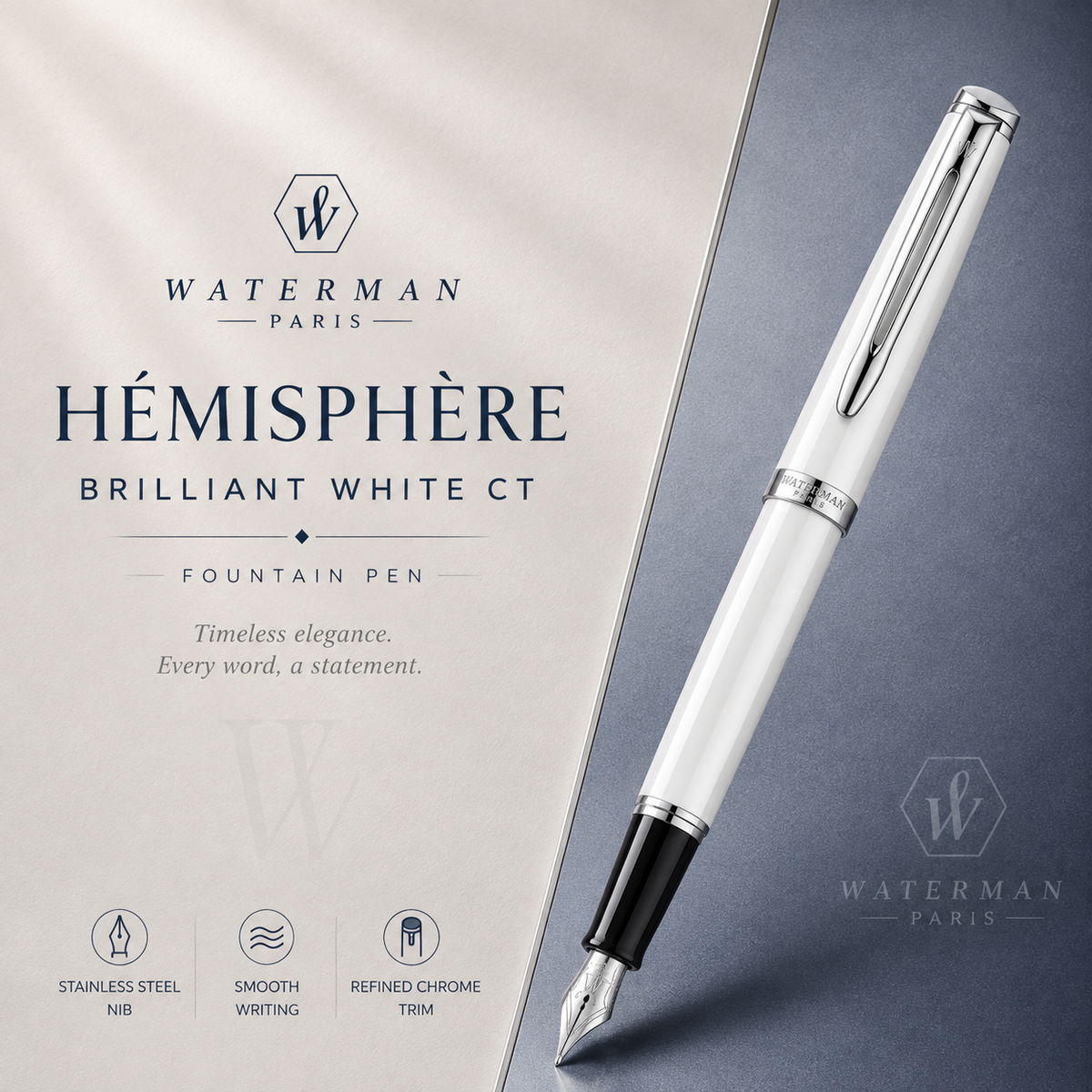 Waterman Hémisphère Brilliant White CT Fountain Pen