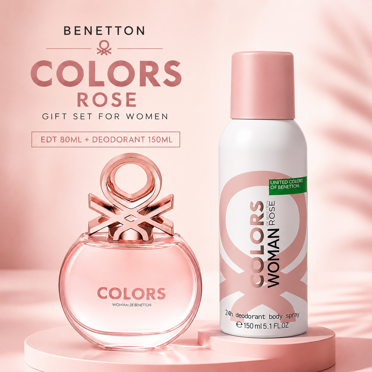 Benetton Colors Rose Gift Set – EDT 80ml + Deodorant 150ml