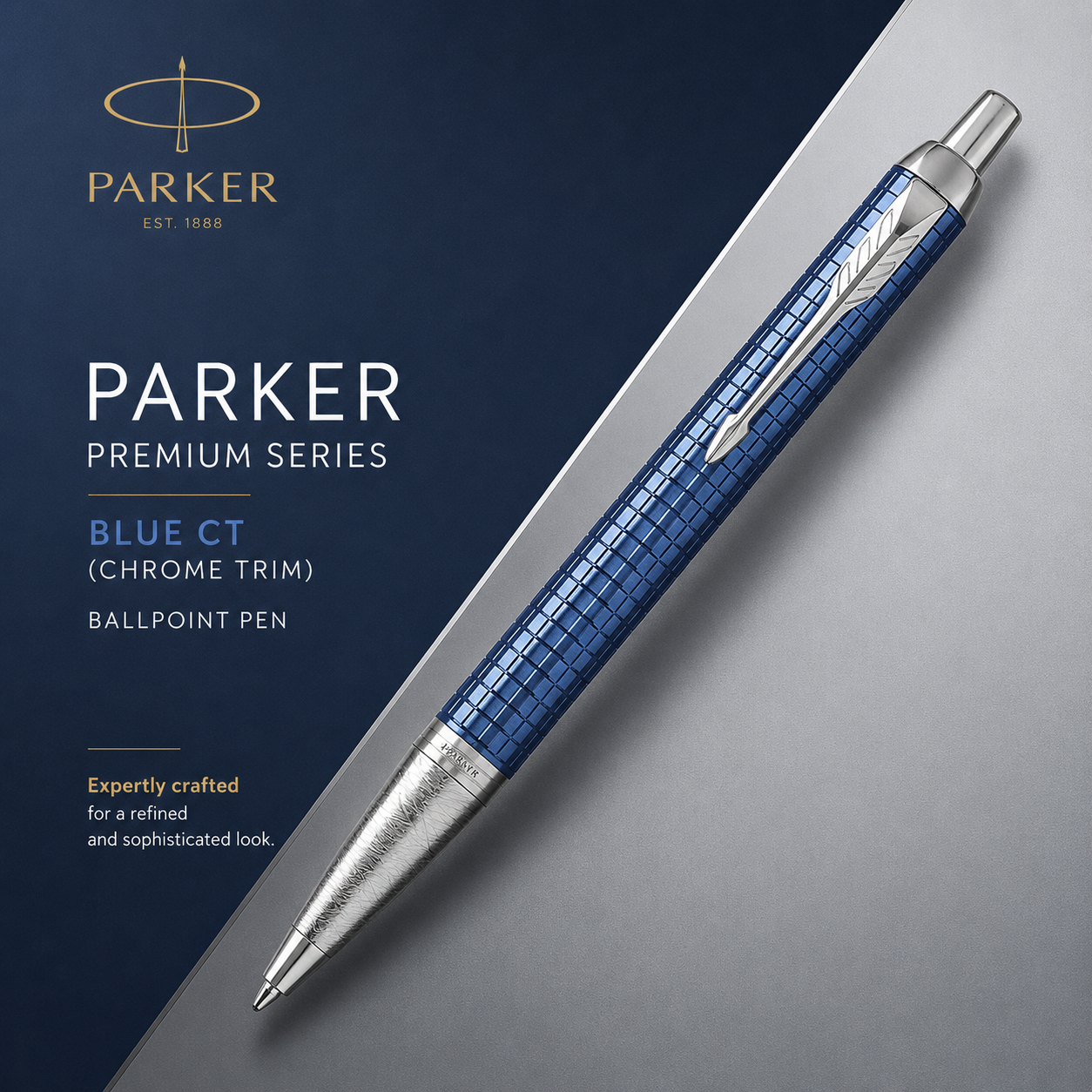 Parker Premium Series Ballpoint Pen – Blue CT (Chrome Trim)