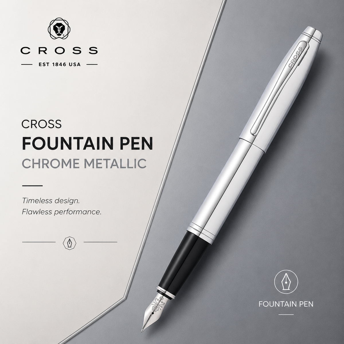 Cross Fountain Pen | Chrome Metallic | AT0116-1MS
