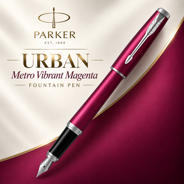 Parker Urban Metro Vibrant Magenta Chrome Trim Fountain Pen