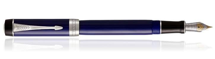 Parker Duofold Centennial Classic Blue & Black CT Fountain Pen – 18K Solid Gold Rhodium-Plated Nib