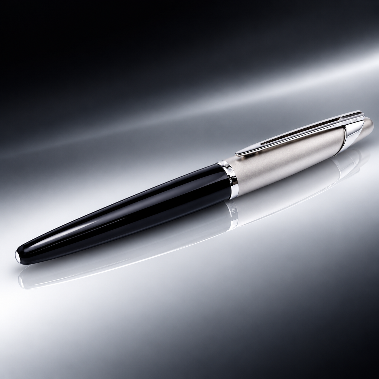 Waterman Edson Diamond Black Rollerball Pen – Platinum-Plated Trim