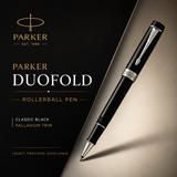 Parker Duofold Classic Black CT Rollerball Pen – Palladium-Plated Trim