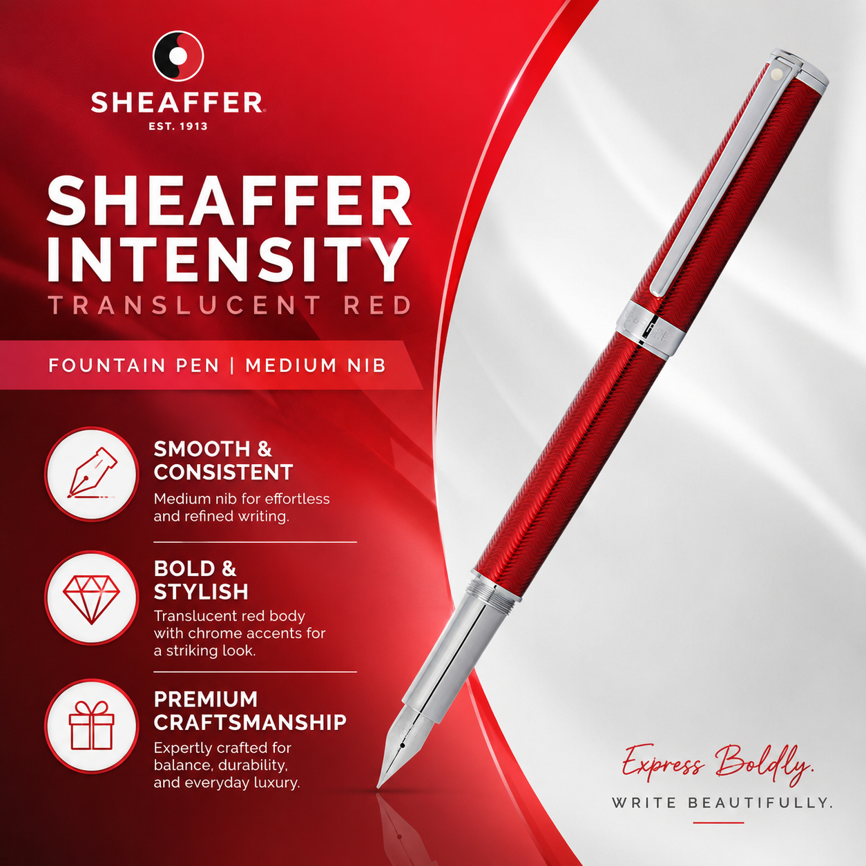 Sheaffer Intensity Translucent Red Fountain Pen – Medium Nib