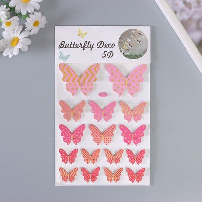 Pack of 16 5D DIY Butterfly pink Stickers (S1-06)