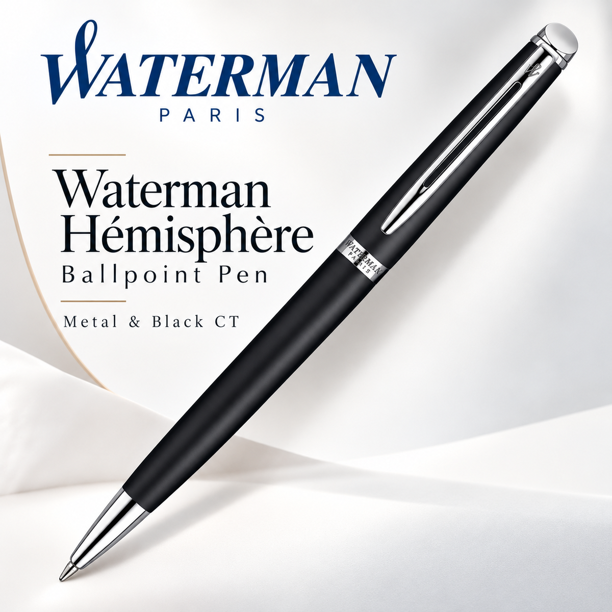 Waterman Hémisphère Ballpoint Pen – Metal & Black CT