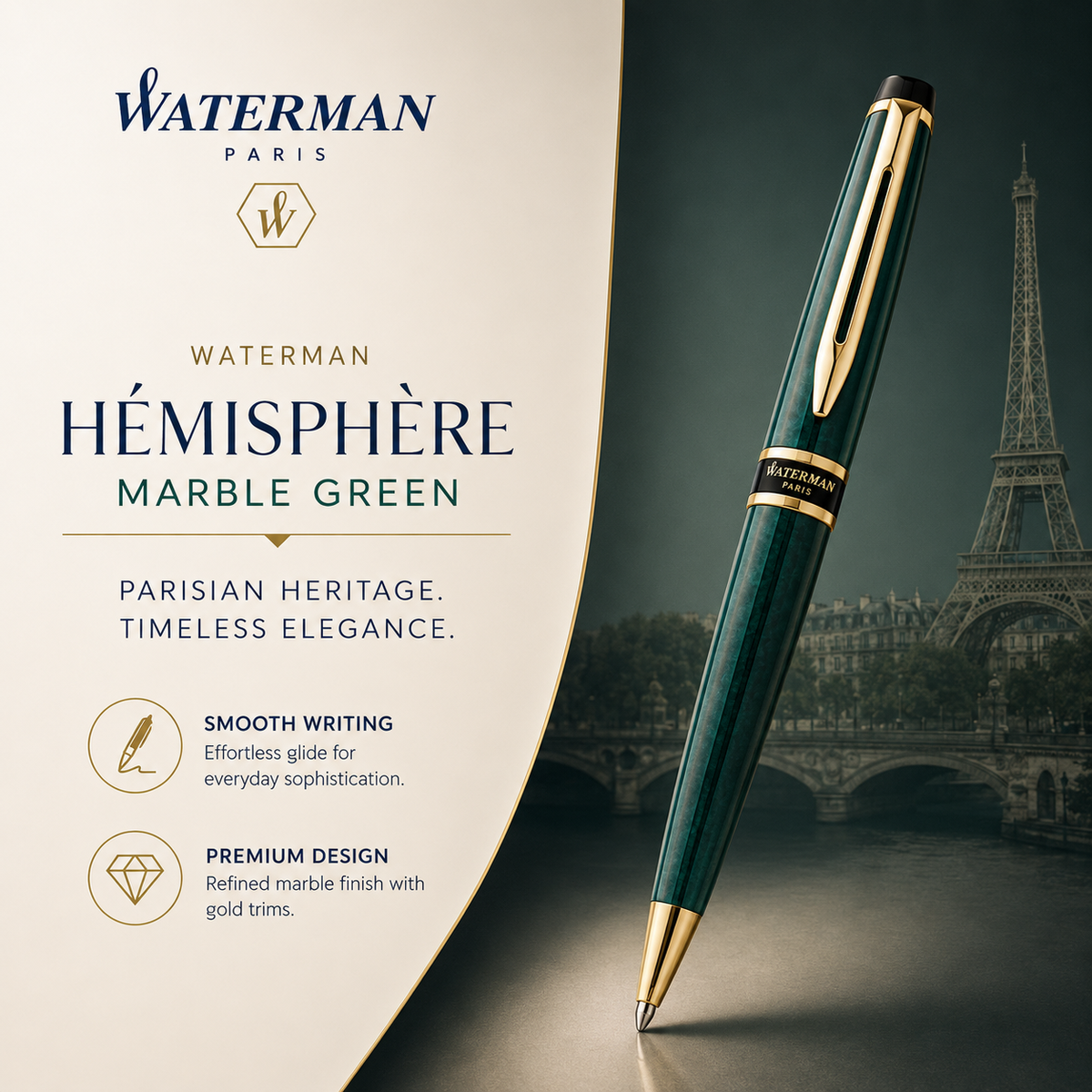 Waterman Hémisphère Marble Green Ballpoint Pen