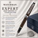 Waterman Expert Deep Brown CT Fountain Pen – Premium Writing Instrument