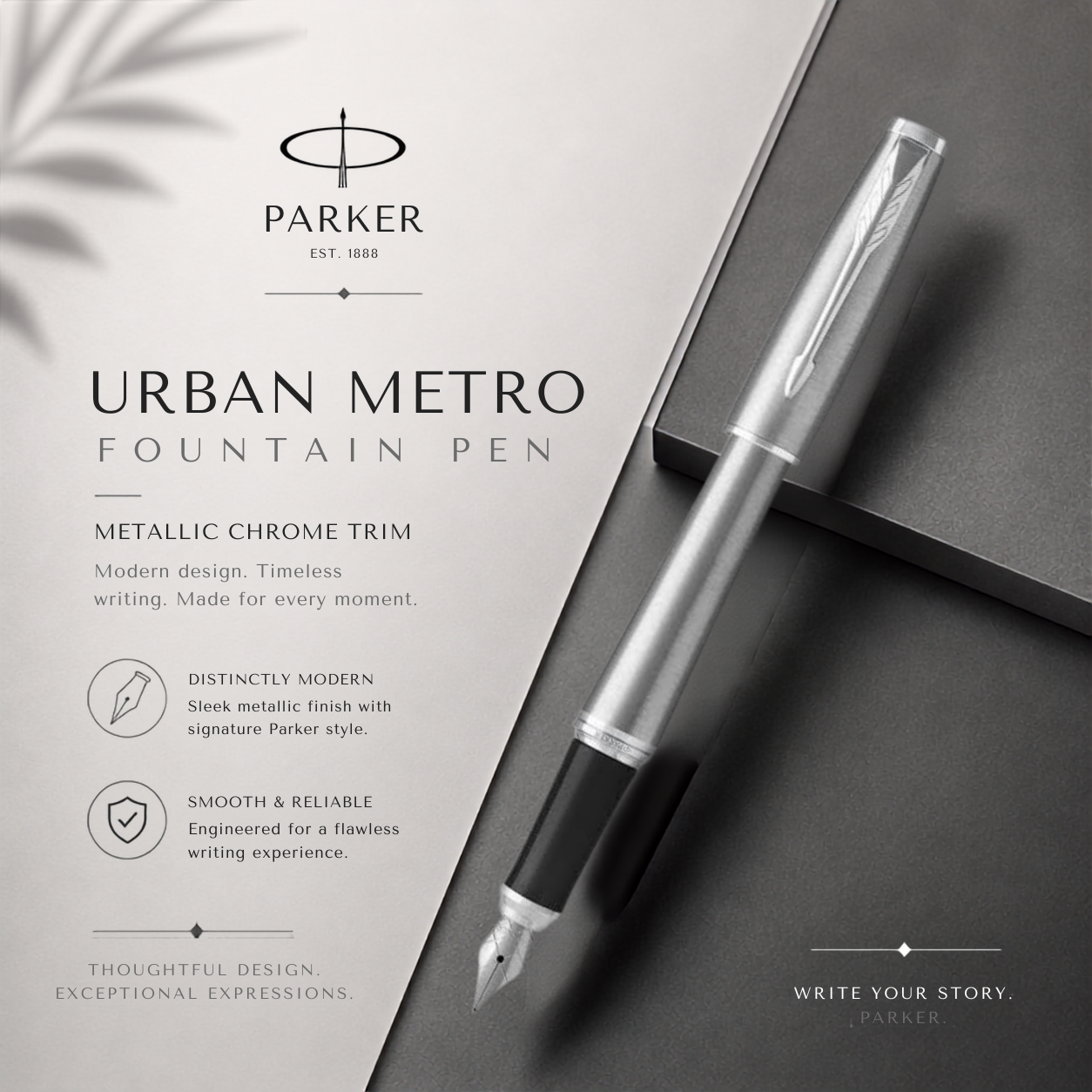 Parker Urban Metro Metallic Chrome Trim Fountain Pen