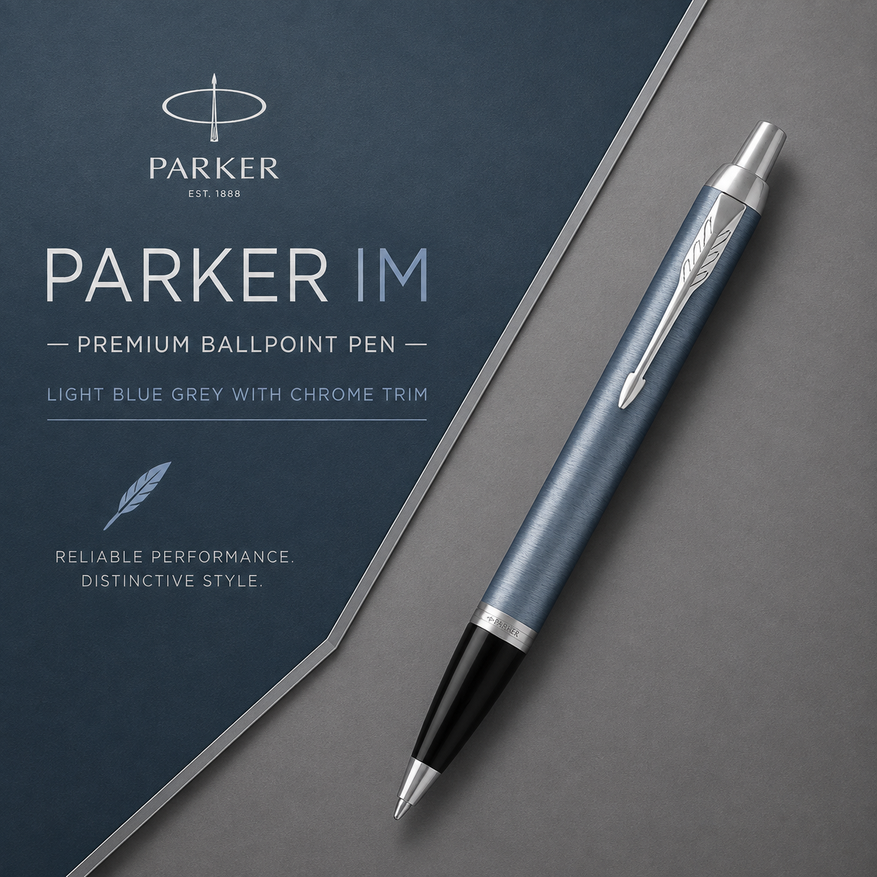 Parker IM Premium Ballpoint Pen – Light Blue Grey with Chrome Trim | Premium Ballpoint Pen