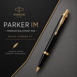 Parker IM Premium Ballpoint Pen – Black Lacquer with Gold Trim | Premium Ballpoint Pen