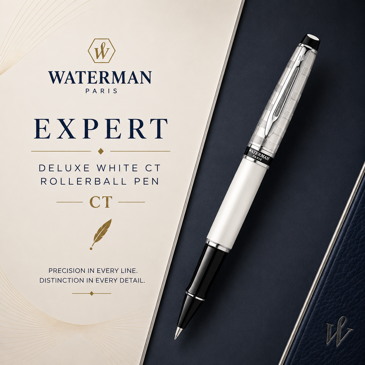 Waterman Expert Deluxe White CT Rollerball Pen – Premium Writing Instrument