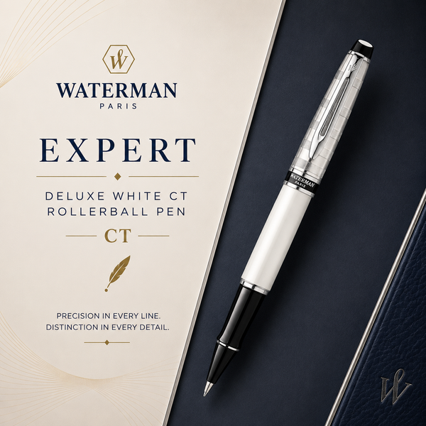Waterman Expert Deluxe White CT Rollerball Pen – Premium Writing Instrument