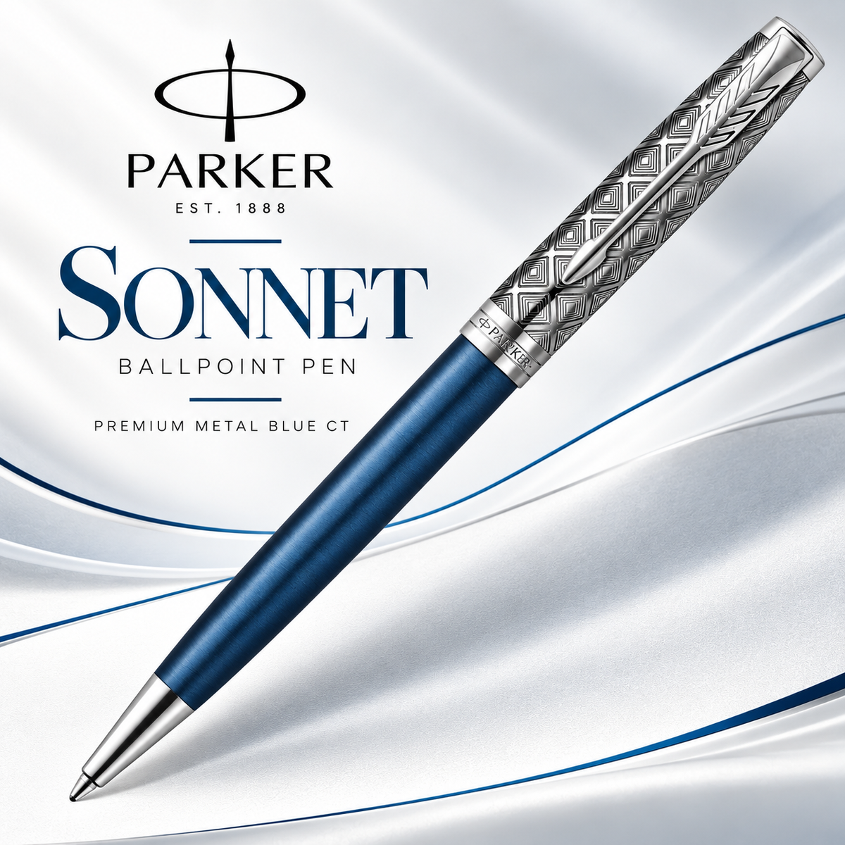 Parker Sonnet Ballpoint Pen – Premium Metal Blue with Chrome Trim | Premium Ballpoint Pen